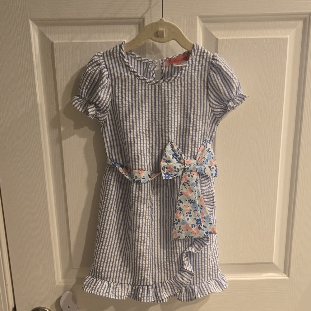 h.i.p. Blue and White Puff Sleeve Sundress
